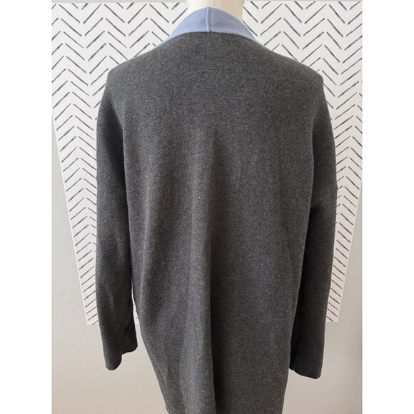 J. Jill Blue Gray Reversible Open Front Longline Cardigan Sweater Pockets Sz M - Picture 5 of 9